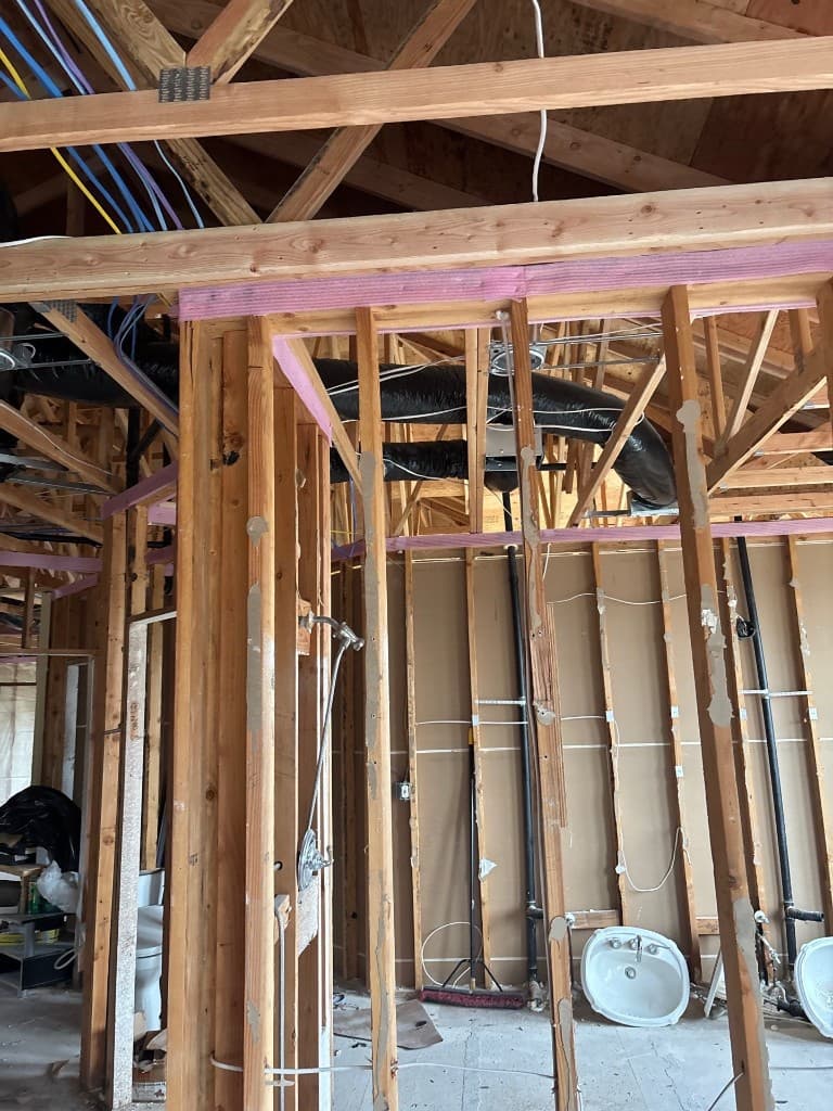 Upper wall opened for vent and line corrections during repipe scope